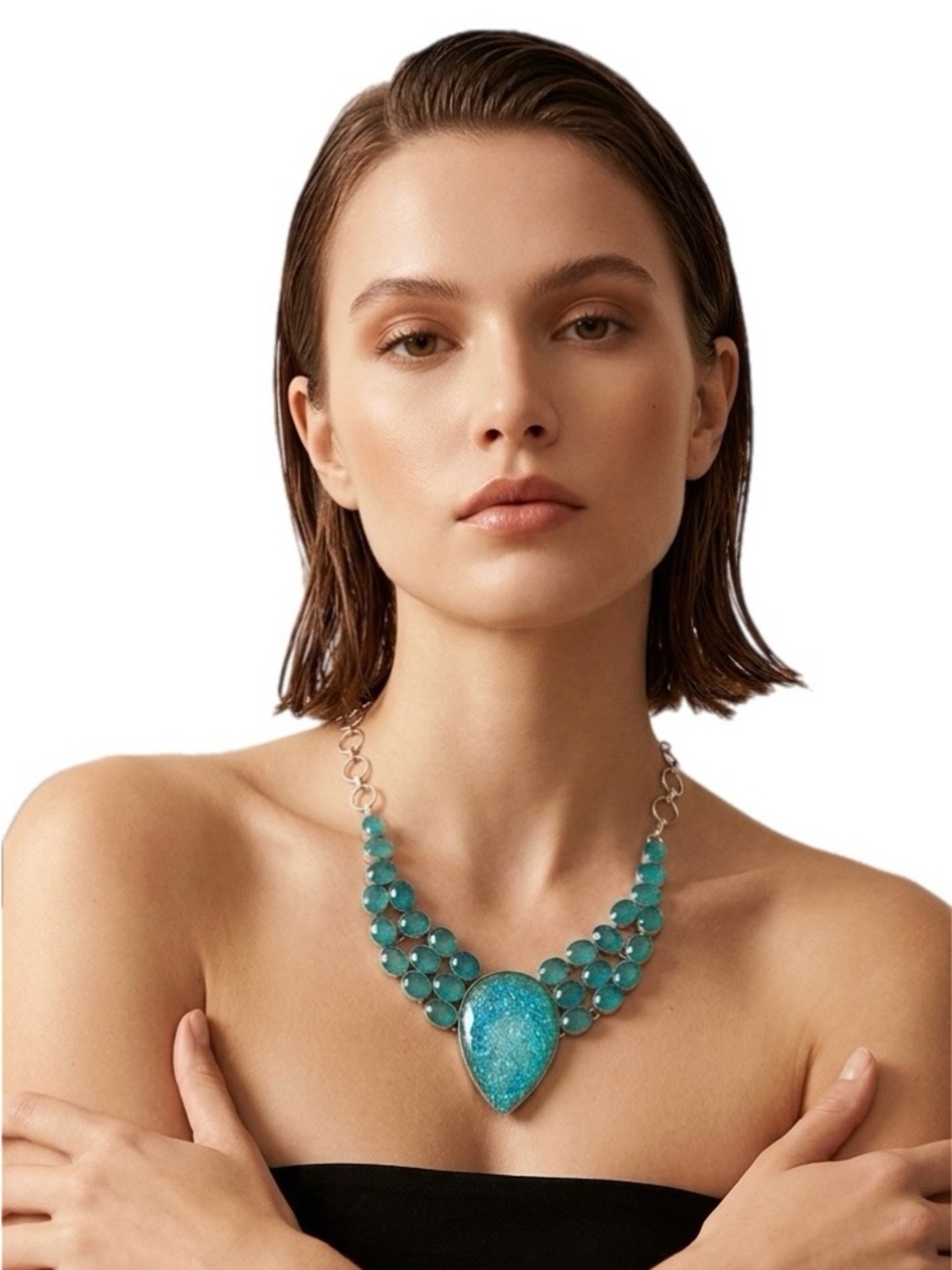 Blue Gemstone Statement Necklace - Picture 1 of 4